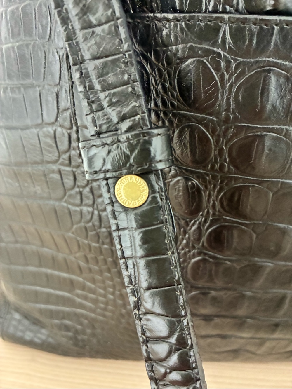 Brahmin Black Croc-Embossed Medium Tote - Picture 6 of 11